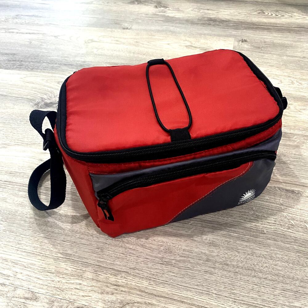 California Innovations Red Insulated Lunch Bag Soft Cooler - Adjustable Strap - Picture 2 of 12